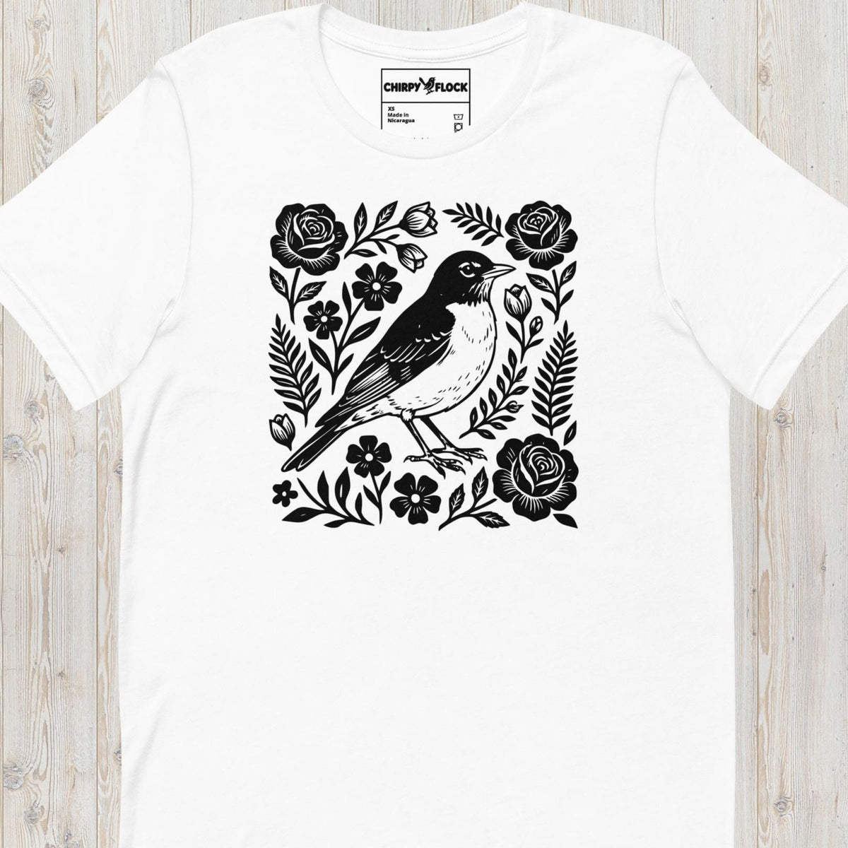 Vintage Bird and Roses t-shirt