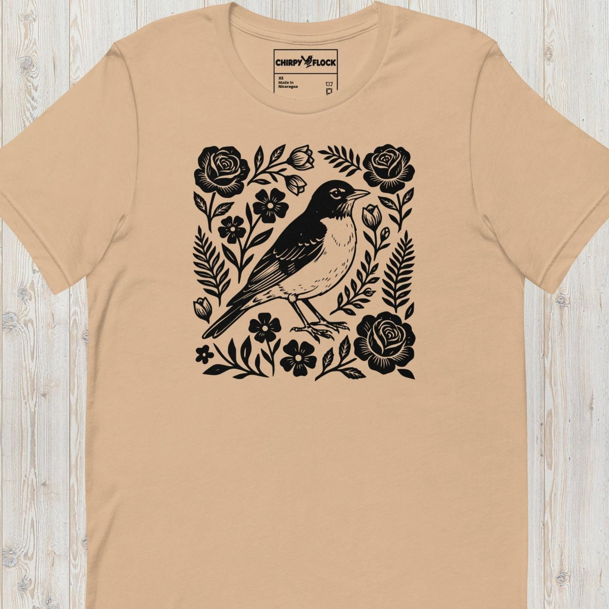 Vintage Bird and Roses t-shirt