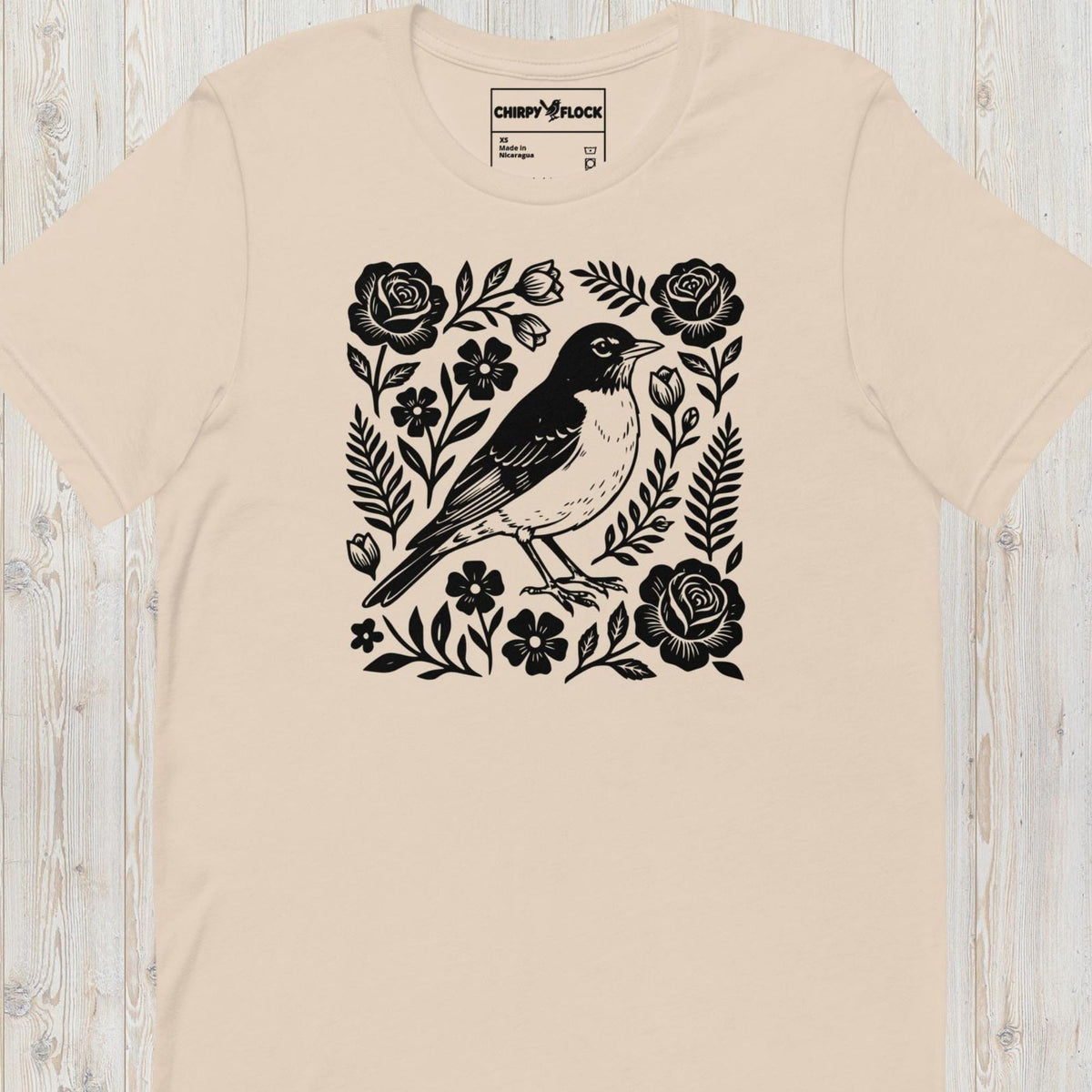 Vintage Bird and Roses t-shirt