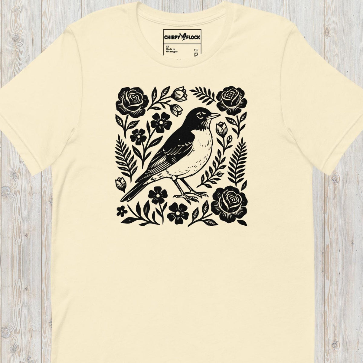 Vintage Bird and Roses t-shirt