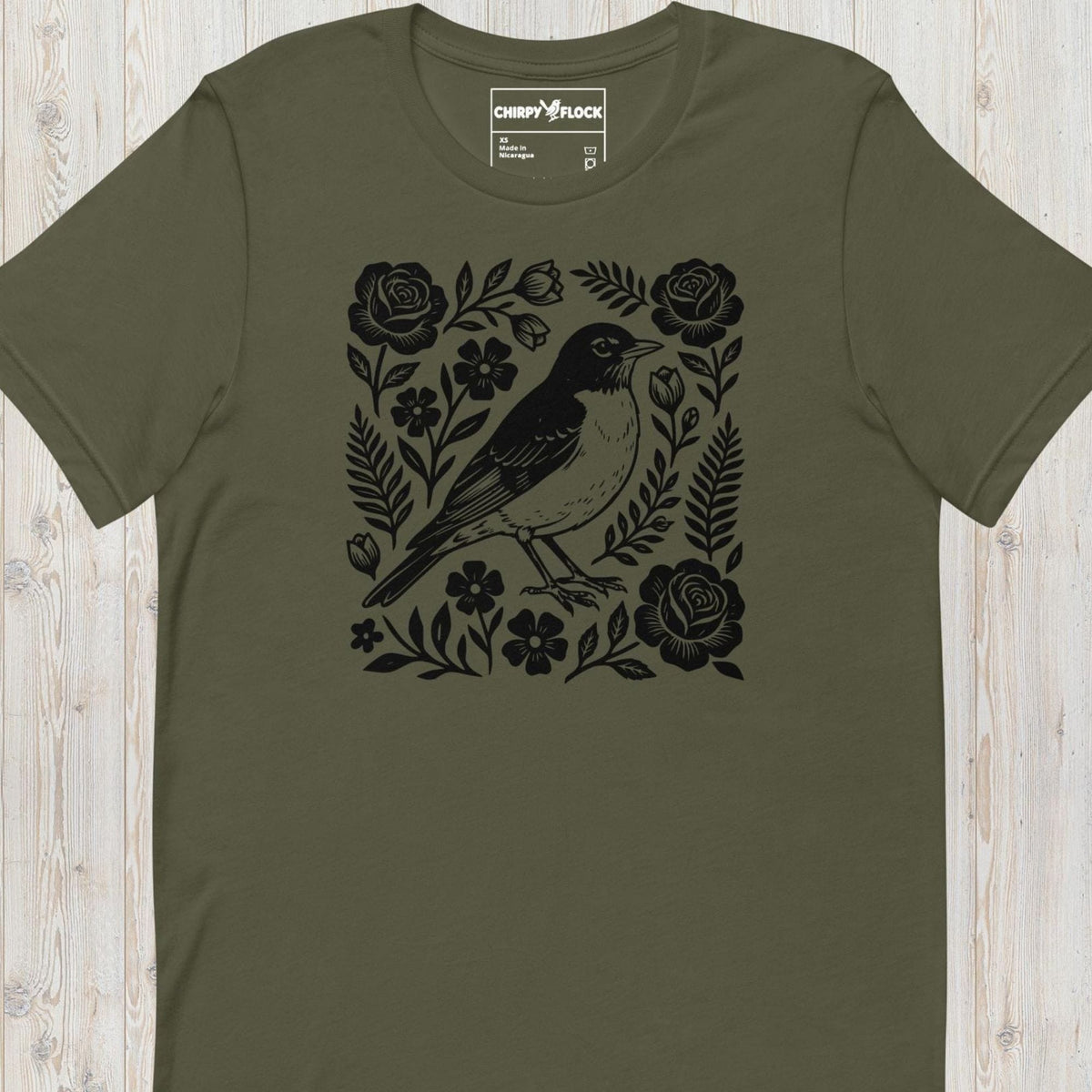Vintage Bird and Roses t-shirt