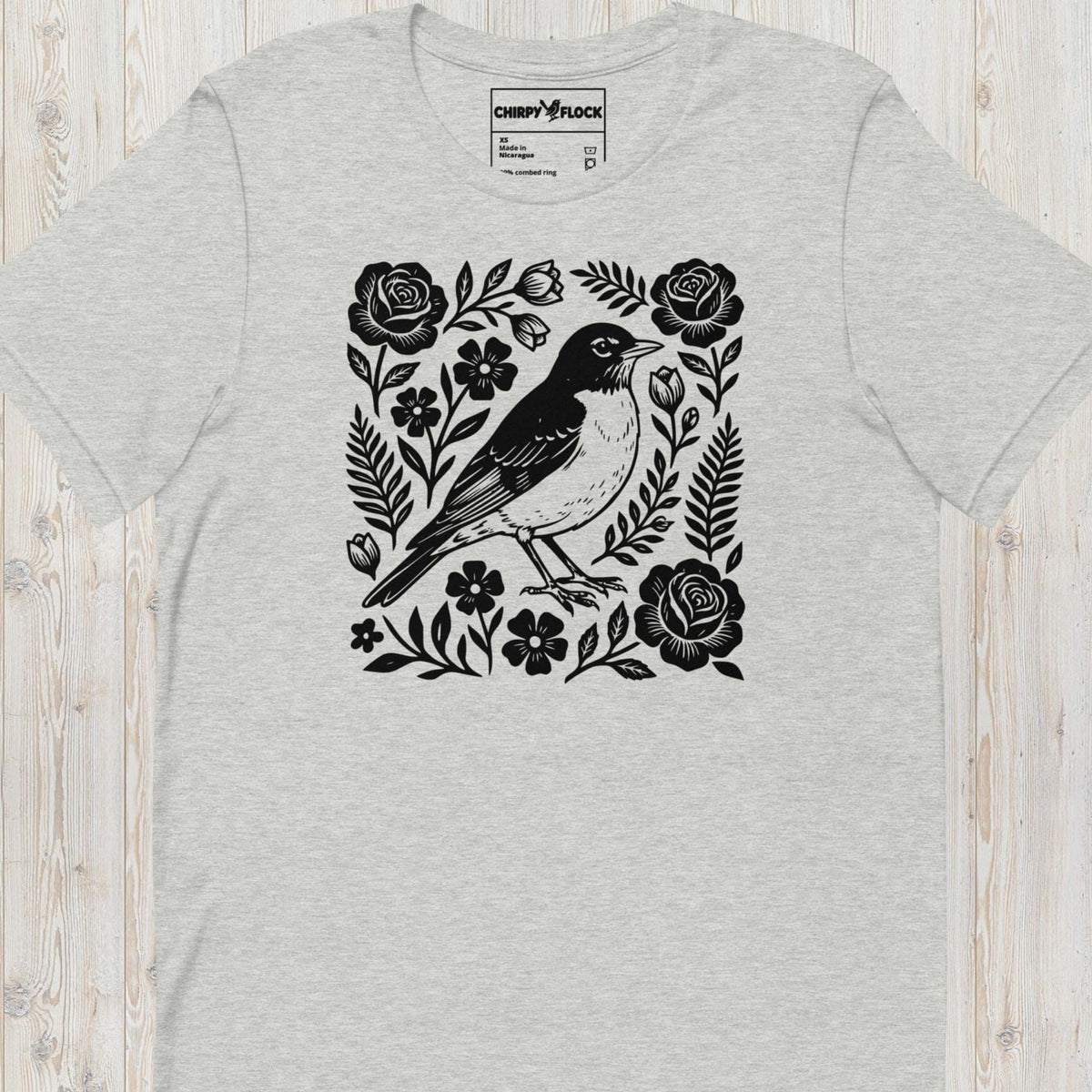 Vintage Bird and Roses t-shirt